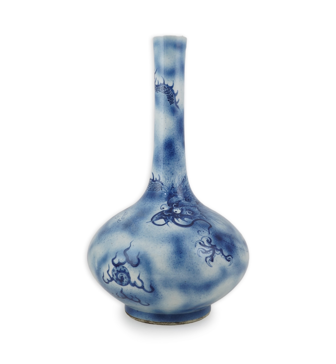 A Chinese blue and white ‘dragon’ bottle vase, 19th century